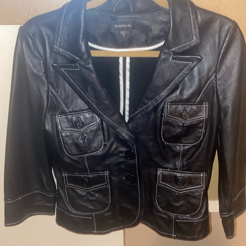 Bebe tailored vintage leather jacket Med